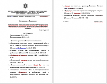 «Инновационные технологии адаптивной физической культуры в комплексной реабилитации детей с ОВЗ на базе реабилитационного центра «Созвездие»